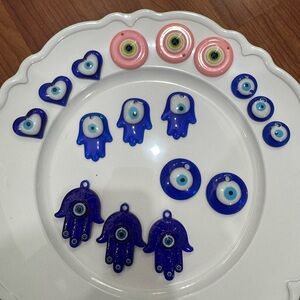 Blue Evil Eye Charms Set
